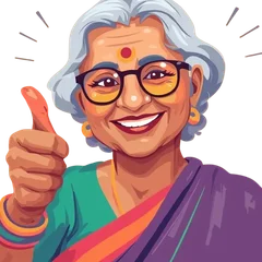 Ajji, the Zabt grandmother, giving a thumbs-up
